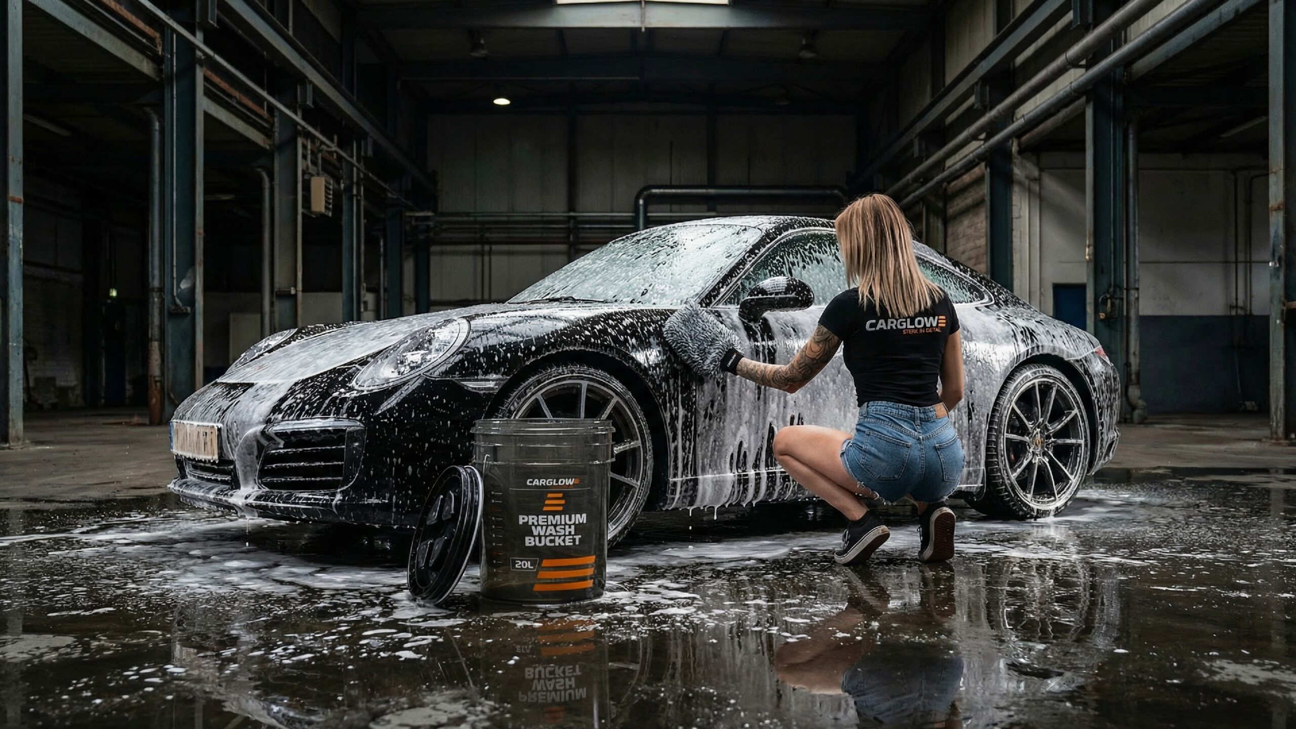 Auto wassen met CARGLOW Premium Wash Bucket en Wash Mitt