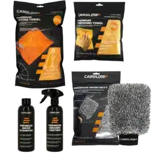 CARGLOW Premium Wash & Protect Set met Wash Mitt, Wash Shampoo, Drying Towel, Finishing Towel en Ceramic Coating